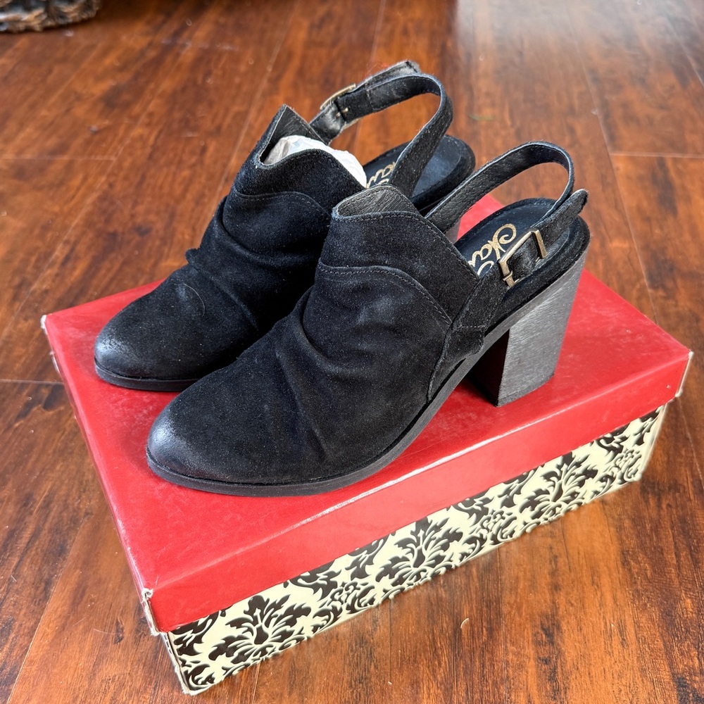 Naughty Monkey Black Leather Slingback Heeled Mules Shoes Women’s Size 6 - NWT